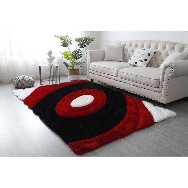 MDA Home Mateos Shag Red/Black Polyester Area Rug - 5' x 7'