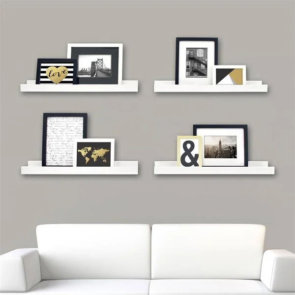 Pemberly Row Modern Edge Ledge White White Engineered Wood