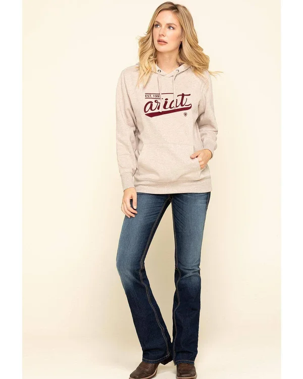 Ariat Women's Oatmeal Heather R.E.A.L. Varsity Logo Sweatshirt