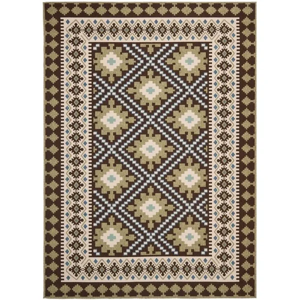 Safavieh Veranda Eyvor Indoor/ Outdoor Rug (5&3x22 x 5&3x22 Square - Black/Creme)