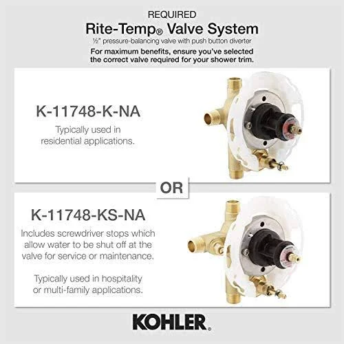 Kohler K-T98759-3-BV Margaux Rite-Temp Pressure-Balancing Trim with Push-Button Diverter and Cross Handles - Valve Not Included V