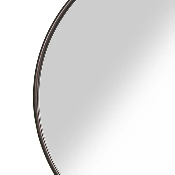 Contemporary Round Metal Framed Wall Mirror Large Bronze and Silver