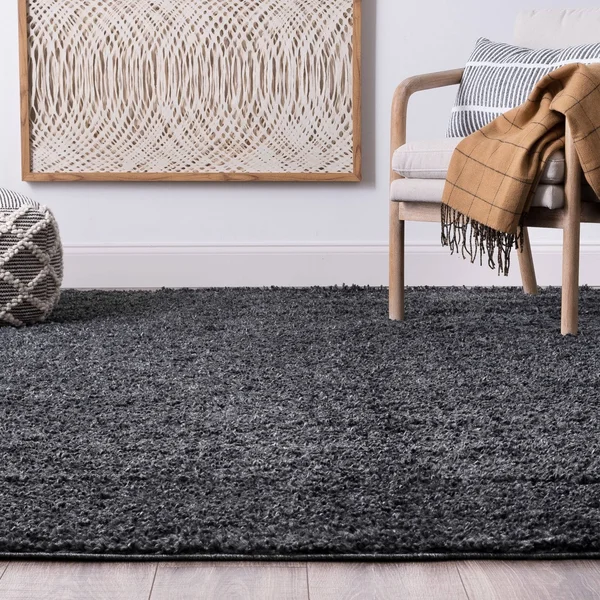 Alise Rugs Sohni Shag Transitional Solid Color Area Rug - Dark Gray - 8&9&& x 12&2&&
