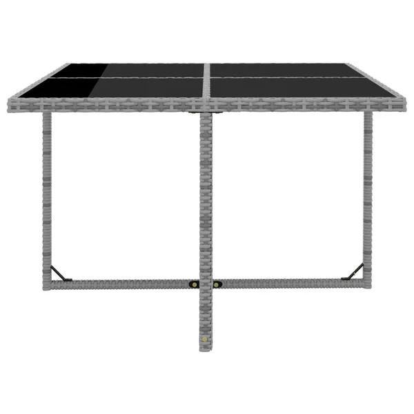 vidaXL 5 Piece Outdoor Dining Set with Cushions Poly Rattan Gray