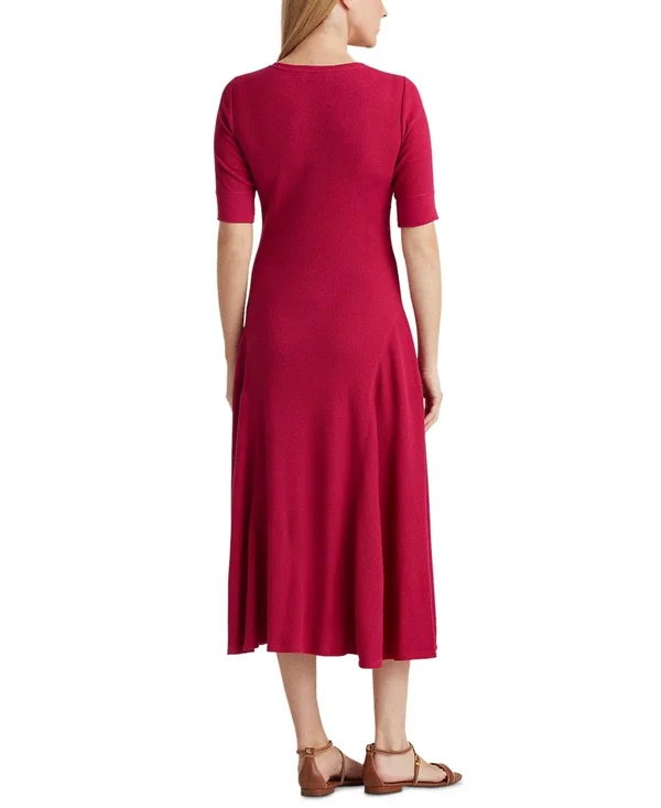 Lauren Ralph Lauren Waffle-Knit Cotton Fit & Flare Dress - Polo Black