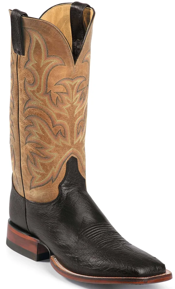 Justin Boots Men's Black Smooth Ostrich Exotic Western Boots