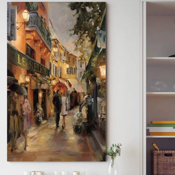 Fleur De Lis Living 'Evening in Paris' Painting Print on Wrapped Canvas, Orange