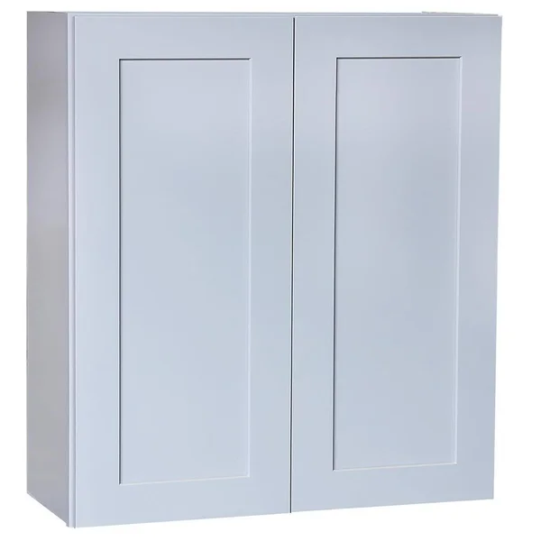 Plywell Ready to Assemble 36x30x12 in. Shaker Double Door Wall Cabinet with 2 Shelves in Gray