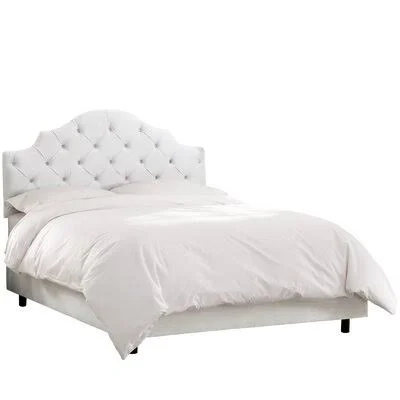Tufted Notched Upholstered Standard Bed Wayfair Custom Upholstery Size: Queen, Color: Velvet White