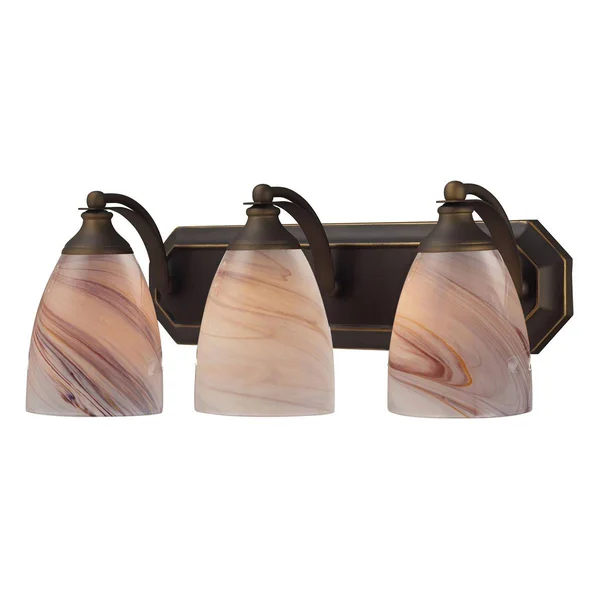 Elk Lighting 570-3B-FR 3 Light Vanity in Aged Bronze & Fire Red Glass