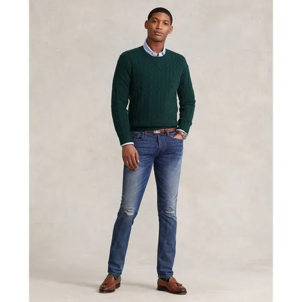 Ralph Lauren Men's Cable-Knit Cashmere Sweater - Size M in Hunt Club Green