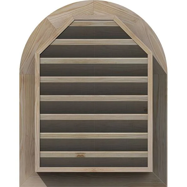 Ekena Millwork GVWRT34X2601SFUPI 34x22W x 26x22H Round Top Gable Vent (39x22W x 31x22H Frame Size): Unfinished - Functional, Smoo