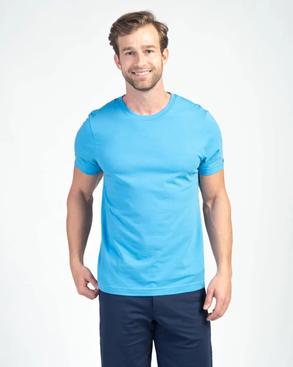Rhone Element Tee - Comfortable Pima Cotton Crewneck Shirt, Azure Blue, Size: XXL