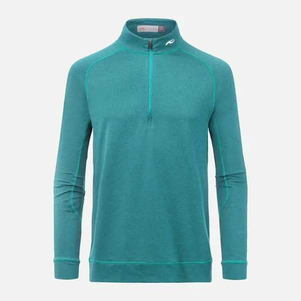 KJUS Men's Keano Half-Zip Midlayer Top for Adults - Ocean Teal Melange, EU Size 46