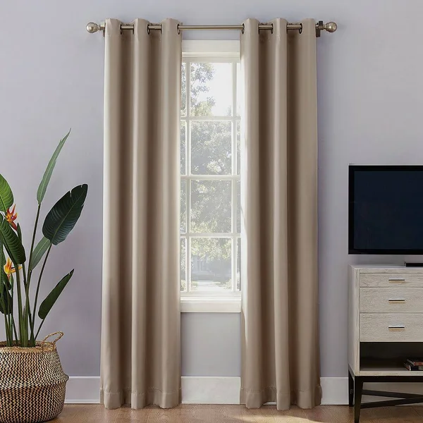 Sun Zero Extreme 2-Pack Norway Theater Grade 100% Blackout Window Curtain, LT Beige, 40X63
