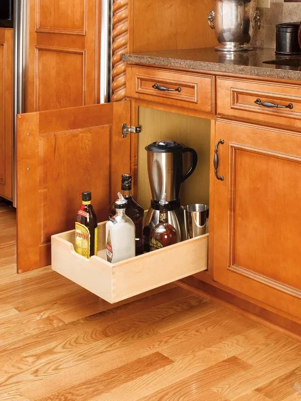 Rev-A-Shelf 4WDB-15 Medium Wood Base Cabinet Pull-Out Drawer, Natural Wood