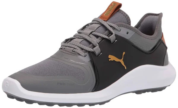 Puma Ignite Fasten8 Golf Shoes - Quiet Shade/Gold/Black 10.5 - Wide