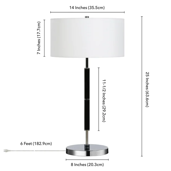 Simone 25 in. Matte White and Polished Nickel 2-Bulb Table Lamp