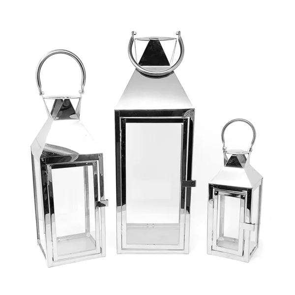 Allgala 3-Pc Set Jumbo Luxury Modern Indoor/Outdoor Hurricane Candle Lantern Set with Chrome Plated Structure and Tempered Glass