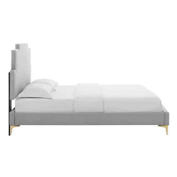Lindsey Performance Velvet King Platform Bed - Light Gray