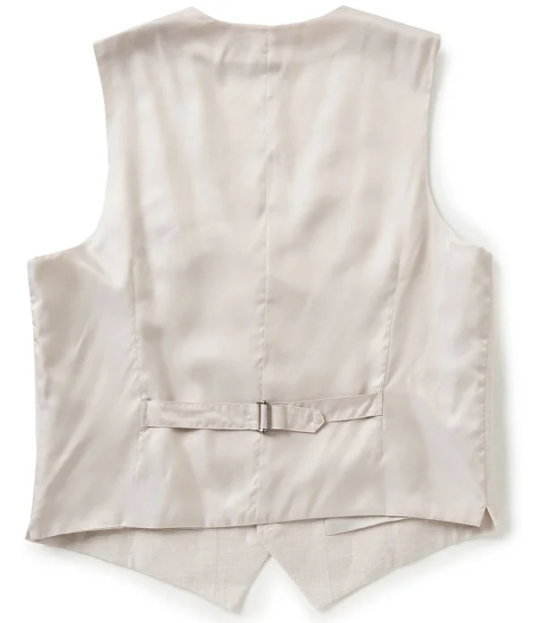 Perry Ellis Men's Linen Herringbone Vest - Natural Linen