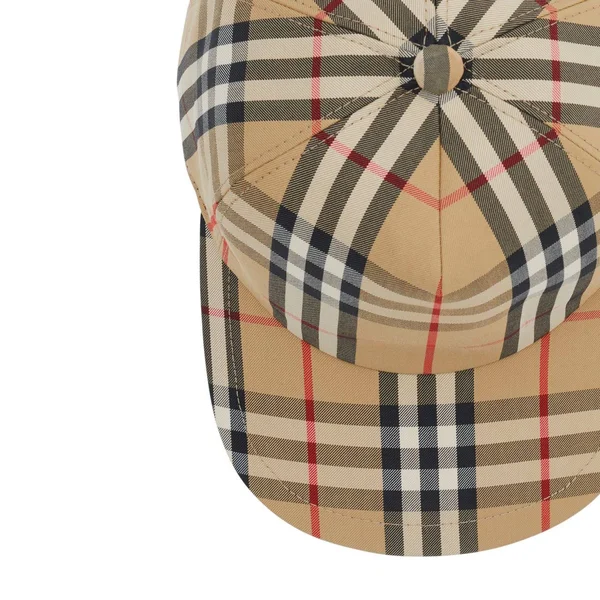 Burberry Logo Detail Vintage Check Baseball Cap, Size: XL, Beige