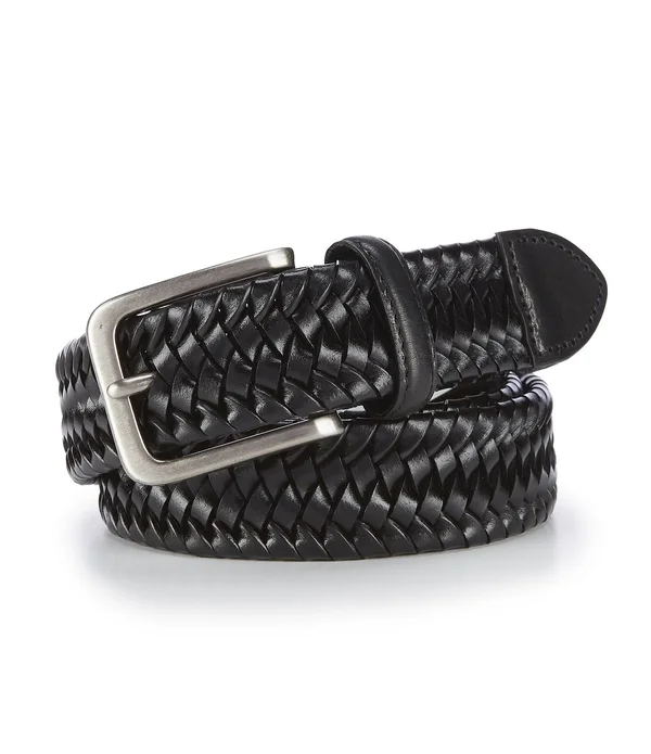 Tommy Bahama Men's Braided Leather Stretch Belt - Black - Size S