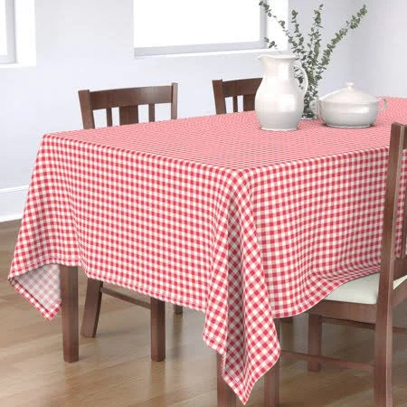 Tablecloth Check Summer Red and White Picnic Plaid Gingham Classic Cotton Sateen, Size: Square Small - 70” x 70”