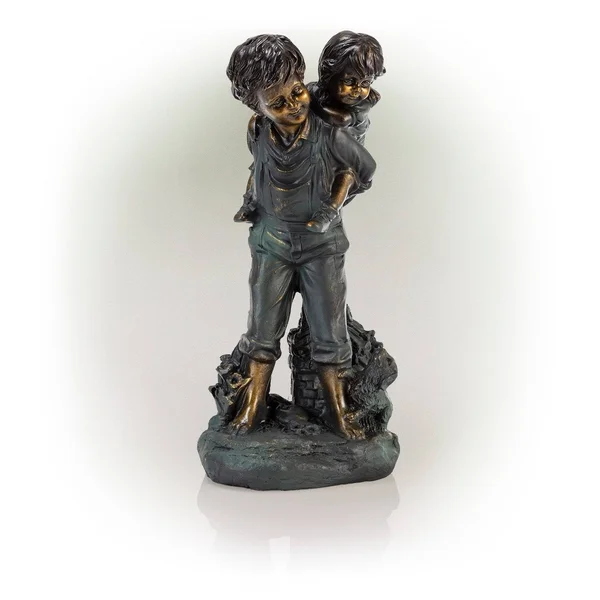 Alpine Boy Giving Piggyback Ride Statue
