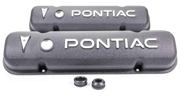 Racing Power R6520 Alum Pontiac Logo Valve Covers - Black