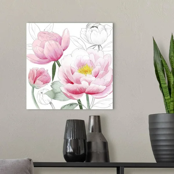 May Peonies I - Canvas Wall Art, 16x16, Great Big Canvas