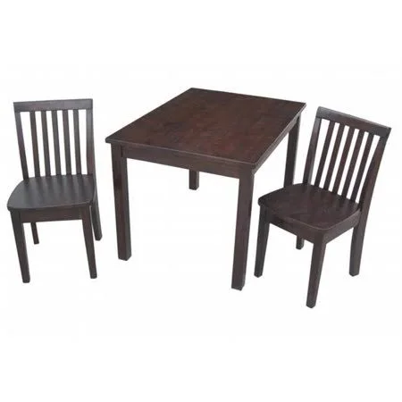 Intenational Concepts K15-2532-263-2 Set of 3 Pcs - 2532 Table with 2 Mission Juvenile Chairs Rich Mocha, Size: 25 W x 32 D x 22