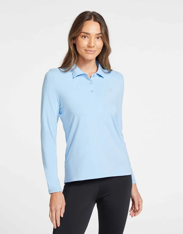 Long Sleeve Sun Protective Polo Shirt for Women UPF50+, Sun Shirt Black