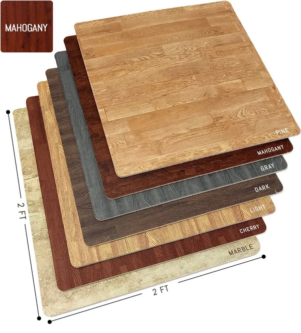 Sorbus Wood Grain Floor Mats Foam Interlocking Mats Tile 3/8-Inch Thick Flooring Wood Mat Tiles Borders - Home Office Playroom B