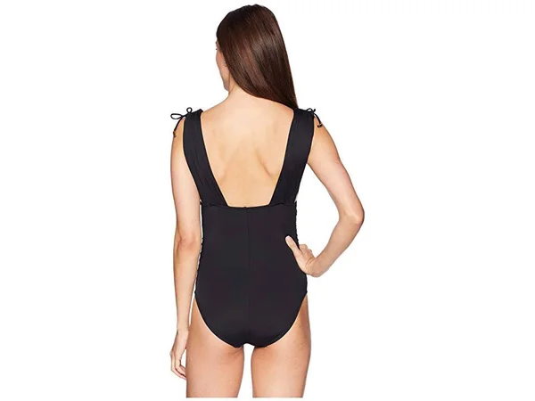 La Blanca Island Goddess Shirred One-Piece Swimsuit - Black, Women's, 6