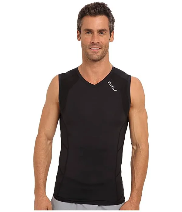 2XU Compression Sleeveless Top Black/Black - L - Men's
