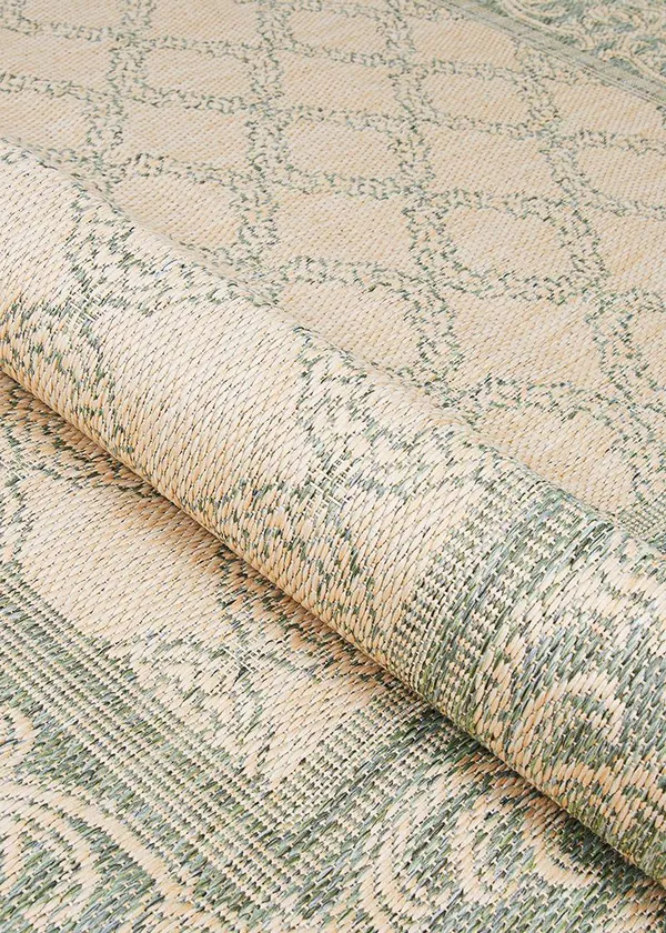 Couristan 5&10x22 x 9&2x22 Green/Natural Recife Garden Lattice Area Rug