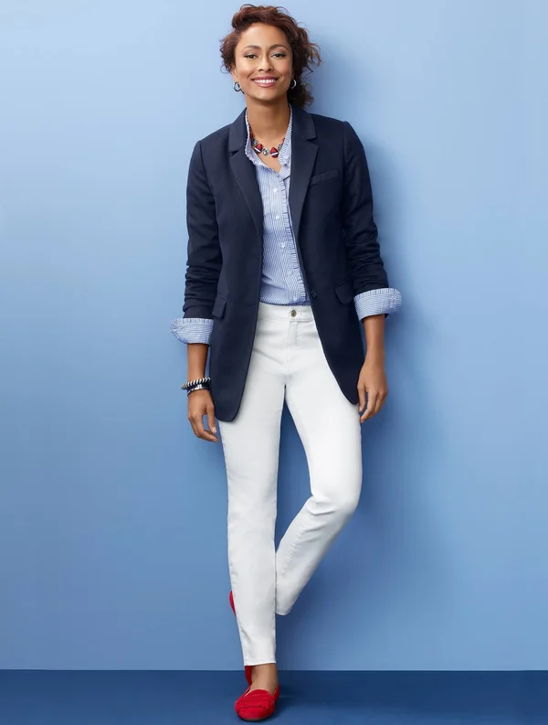 Long Wool Blend Blazer - Brushed Wool - Blue - 2 Talbots