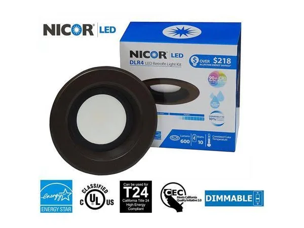 Nicor DLR4-3006-120-5K-OB 4 in. LED Recessed Downlight in 5000K Oil-Rubbed Bronze
