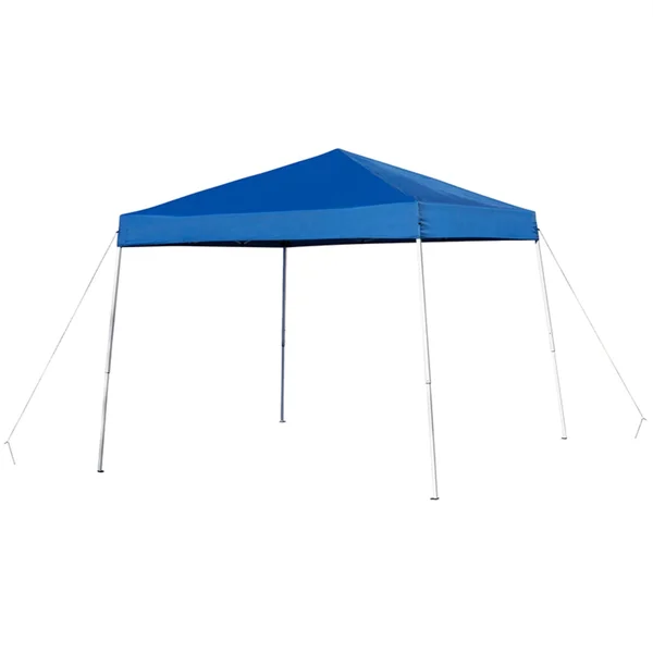 Flash Furniture 8&x8& Blue Outdoor Pop Up Event Slanted Leg Canopy Tent with Carry Bag