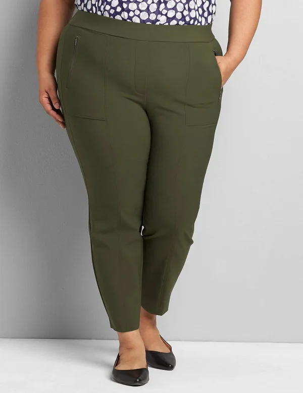 Plus Size Women's On-The-Go Slim Ankle Pant, Size: 26, Forest Night, Lane Bryant