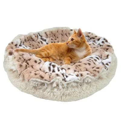 Scarberry Tucker Murphy Pet Ultra Plush Aspen Snow Leopard Blondie Luxury Deluxe Lily Pod Bed Doughnut Tucker Murphy Pet