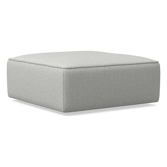 Remi Ottoman - Memory Foam, Deco Weave, Pearl Gray, Concealed Support