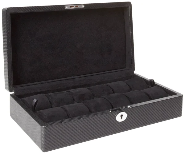 Diplomat Twelve Watch Case Black Carbon Fiber Pattern, 14 x 8 x 4 Inches