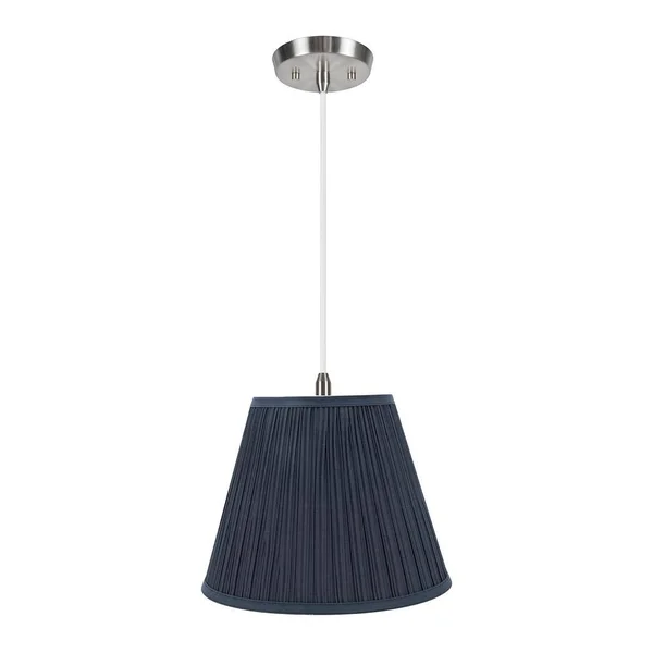 Aspen Creative 73051-11 One-Light Hanging Pendant Ceiling Light with Transitional Pleated Shade, Dark Blue, 13 inch Width