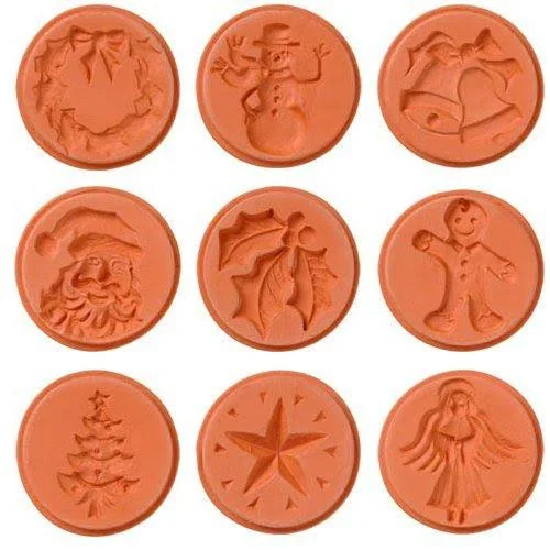 JBK Pottery Christmas Cookie Stamps - Set of 9