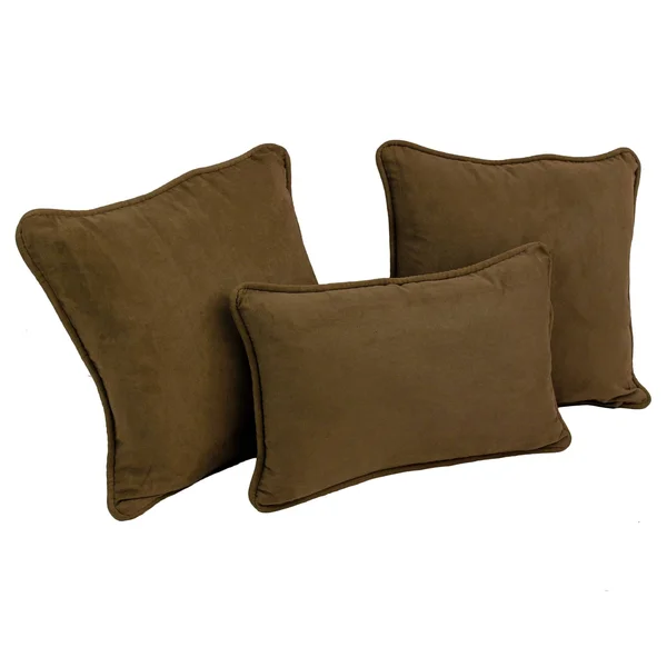 Blazing Needles 3 Piece Microsuede Decorative Pillow Set Black