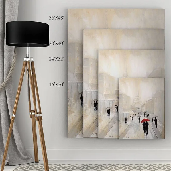 Wexford Home &Misty in Paris& by Janet Brignola-Tava Painting Print on Wrapped Canvas - Red