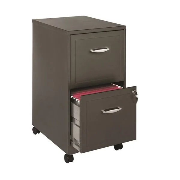 Scranton & Co 18x22 2 Drawer Mobile Vertical File Cabinet Metallic Charcoal - SC-4861-1881106