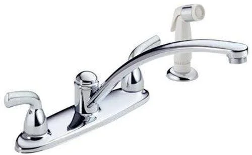 Delta Foundations B2410LF Two Handle Kitchen Faucet with Spray, Chrome